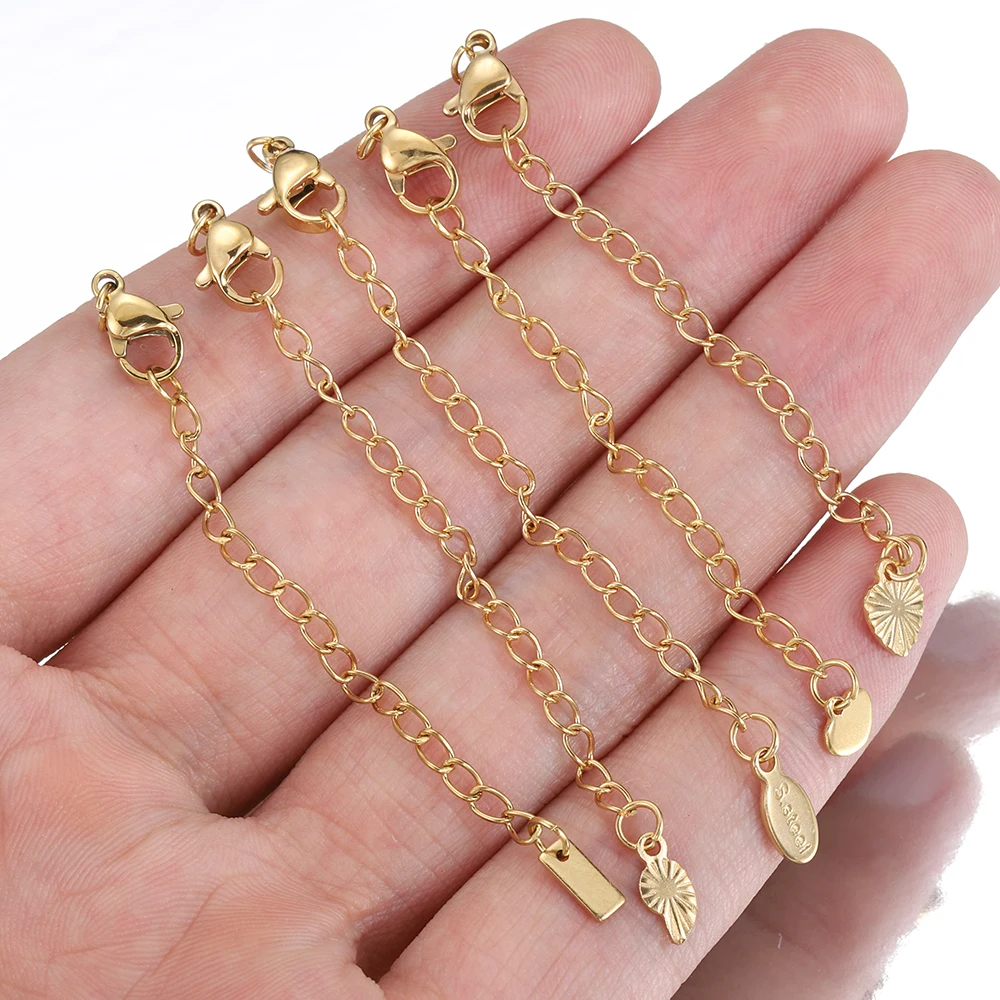 Queue d\'extension en acier inoxydable, fermoirs ster JOcorrigés, connecteur arc-en-ciel JOfor, bracelet et collier, bijoux de bricolage, 10 à 20