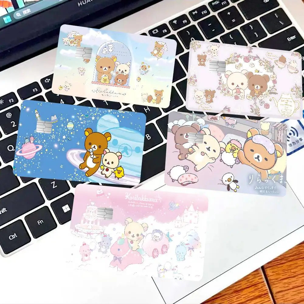 Popular Cute R-rilakkumas Bear Anime Front Cover Film Sticker Skin For Credit Debit Card Small Large Chip