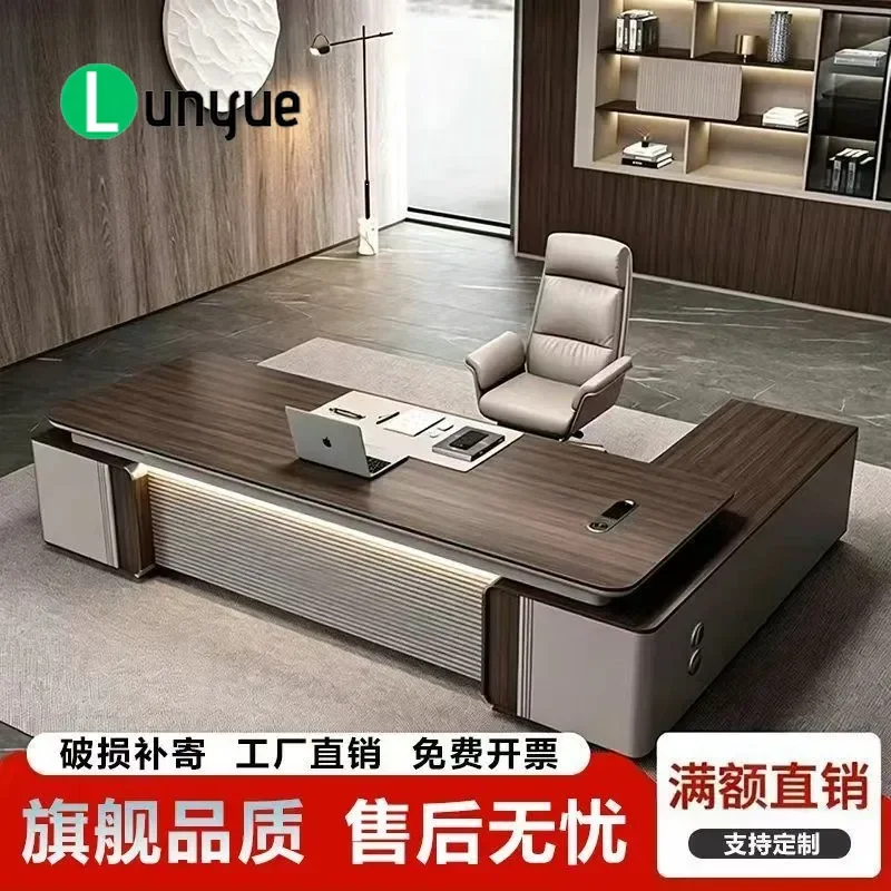 Luxury Metal Paint Office Desk and Chair Set Large Executive President Table for CEO General Manager High End Modern