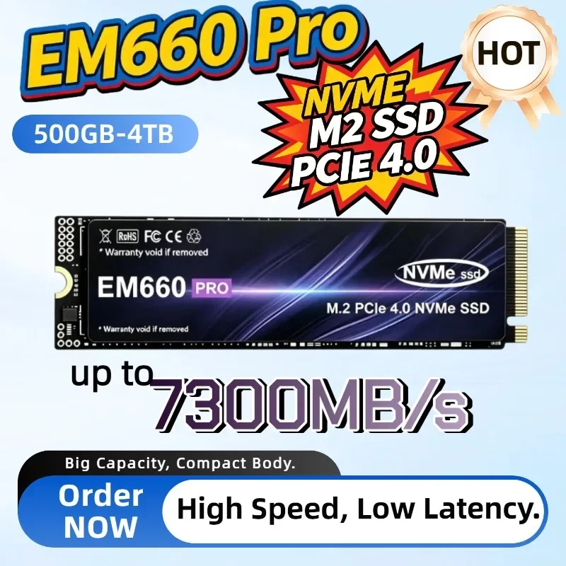 EM660 Pro M.2 SSD Hard Disk 1TB 2TB 7300MB/s NVMe M2 SSD 500GB PCIe 4.0 Internal Solid State Drive For Laptop Desktop PC