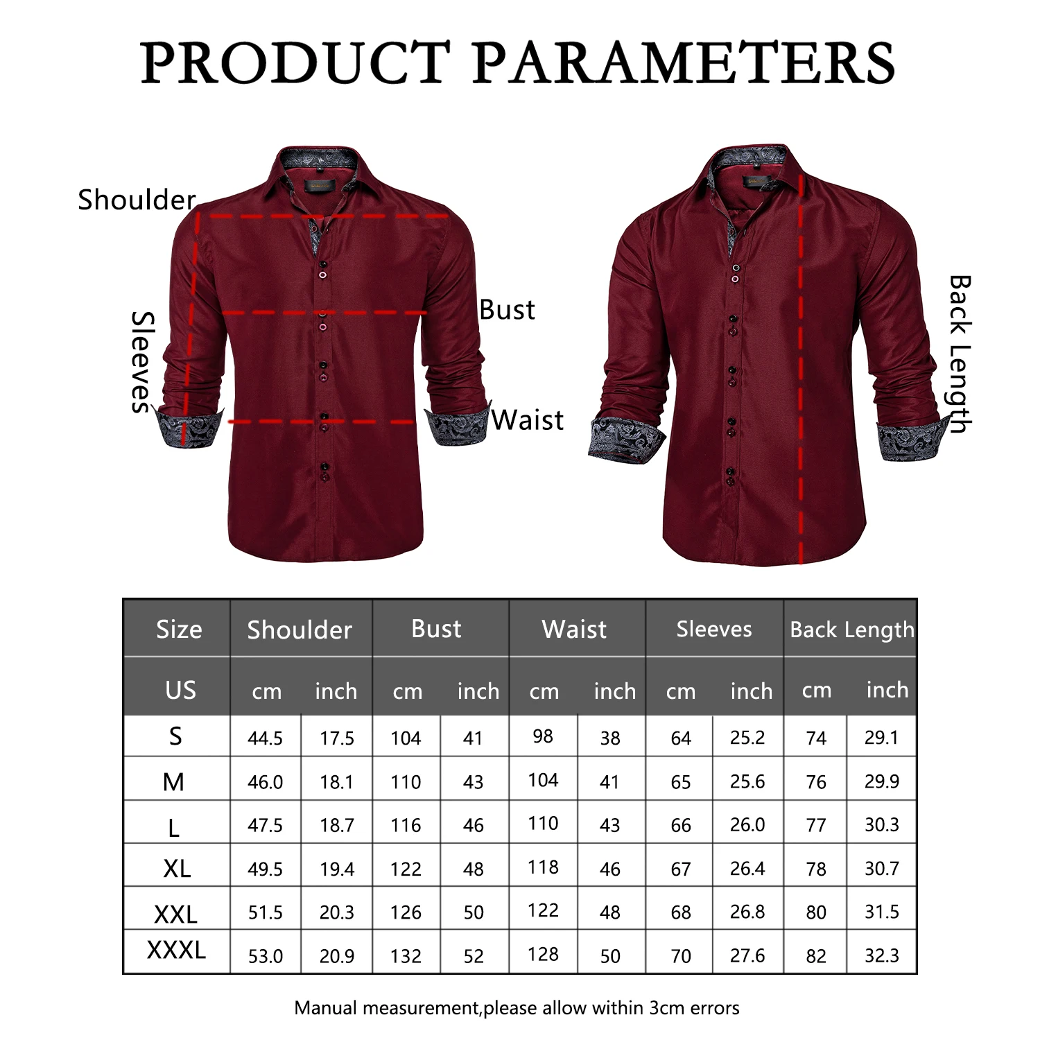 Classic Burgundy Man\'s Shirt Button Turn-Down Collar Shirts For Men Causal Long Sleeve Fashion Wine Red Patchwork Buiness Blouse