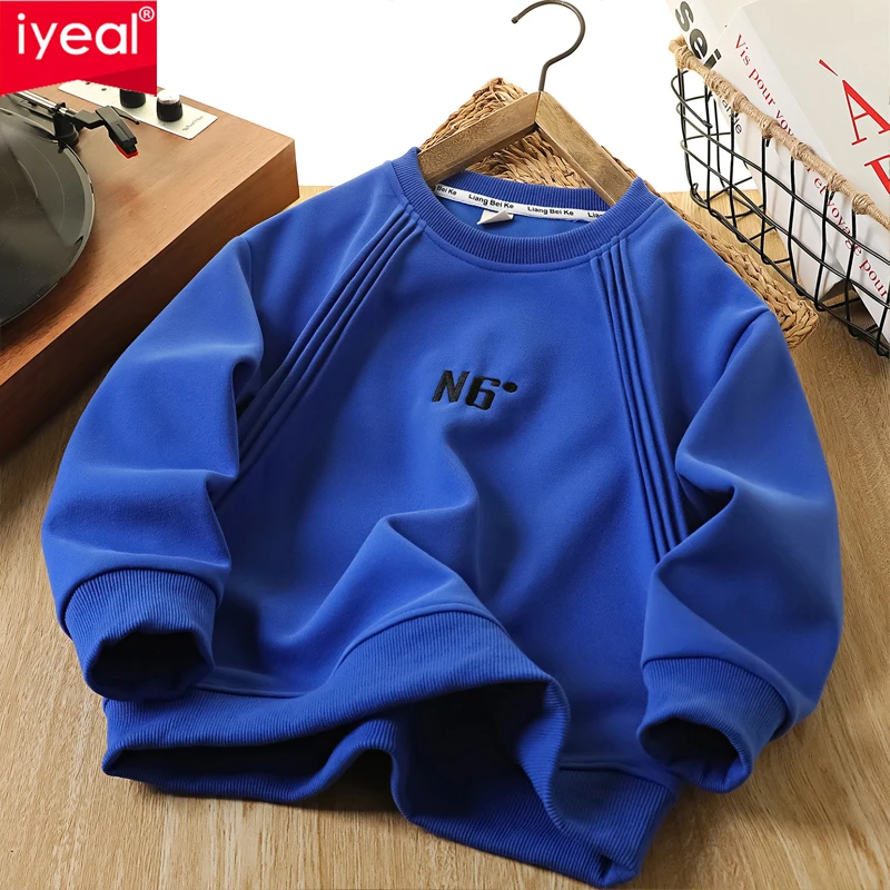 

IYEAL Boys' Autumn Sportswear 2025 New Children's Long Sleeved Round Neck Pullover Korean Version Fashionable Children's Top
