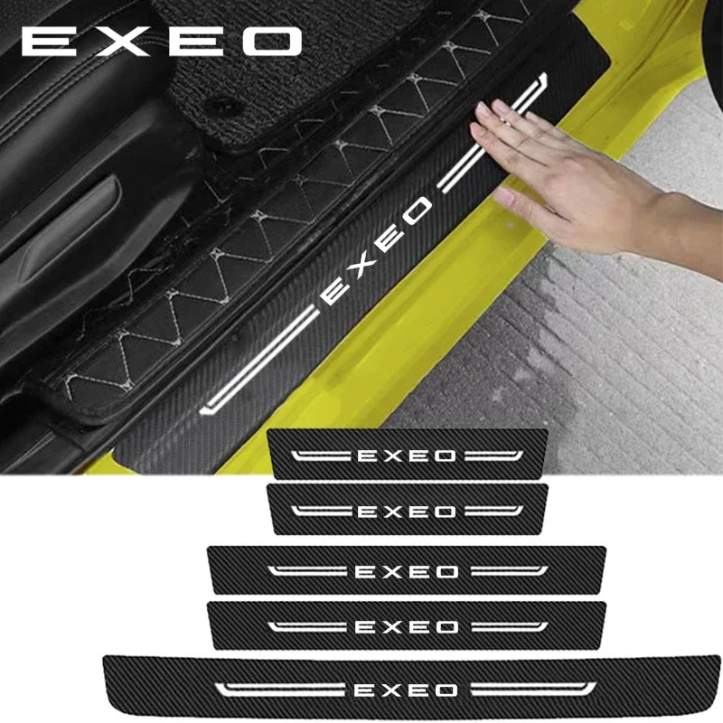 Carbon Fiber Car Stickers Door Threshold Protective Film For Seat EXEO Rear Trunk Bumper Sill Scuff Plate Decals Accessories