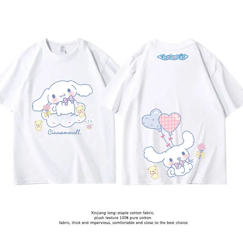 

Детская футболка, новая, 100% хлопок, Sanrio Yuguigou Co, с двусторонним принтом, повседневная, для родителей и детей, с короткими рукавами