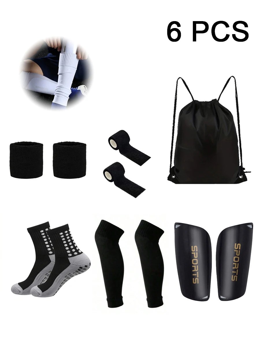 

Набор из 6 предметов, новый стиль, уличная мужская и женская спортивная повязка на шнурке, сумка для мяча, чехол для ног, защита для запястий, футбольное оборудование