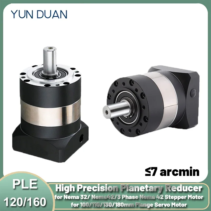 YUNDUAN Round Flange Planetary Gearbox Step-down 100/110/130/180mm Motor Reducer for 3Phase Nema42/52 Stepper 1/1.5/2/3KW Servo