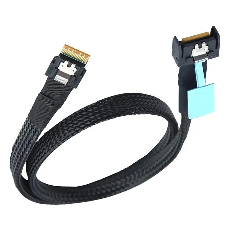 B92B-Gen5 MCIO Slimline SFF-8654 4I To SFF-8654 4I Server Data Cable Extender Cable 0.8M Cable Assemblies