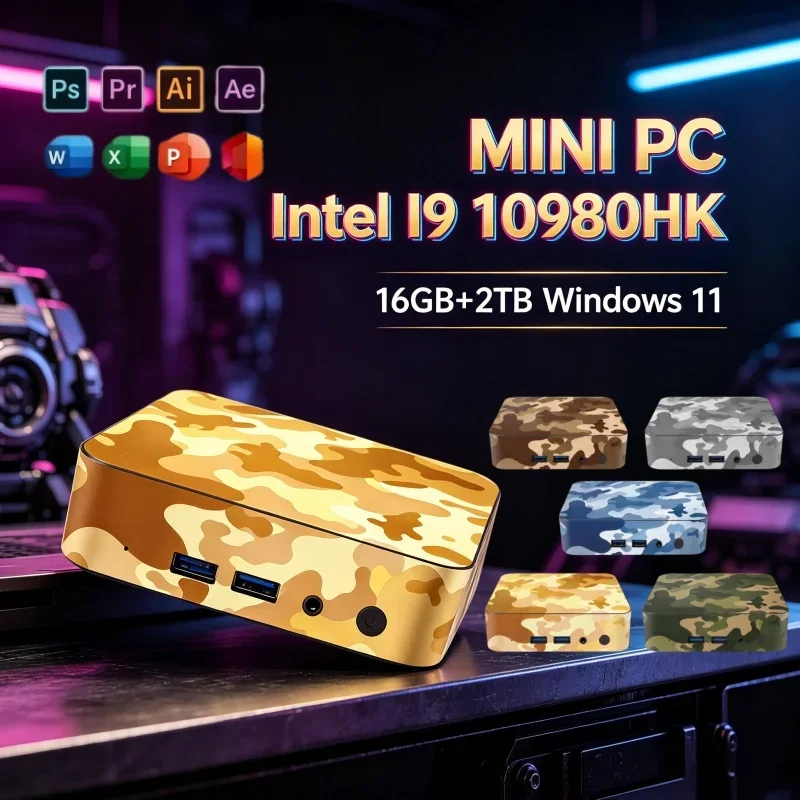 Hot Sale Camo Mini PC Intel I9 10980HK Win11 Mini PC 16GB DDR4 RAM Support 2TB SSD WiFi 6 BT5.2 4K UHD Home Office Mini Desktop