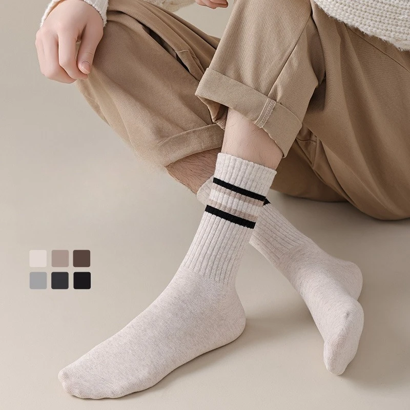 Мужские носки в полоску в стиле ретро — деловые повседневные носки из чесаного хлопка, спортивные и офисные носки в винтажном стиле