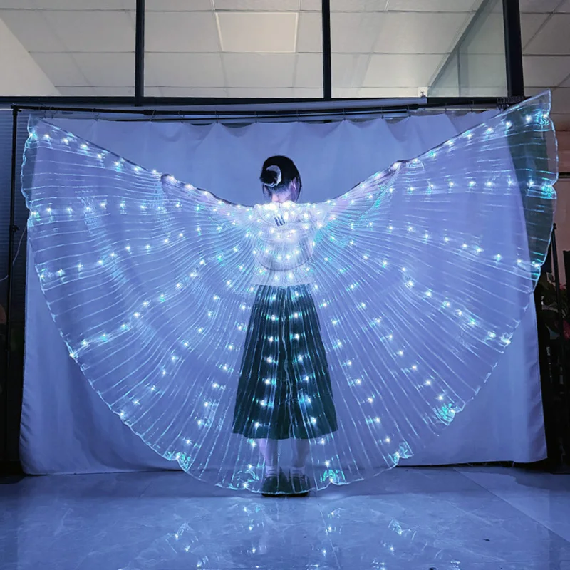 LED-Bauchtanz-Feenlichtflügel, leuchtende Schmetterlingsflügel, leuchtender Tanzumhang, Kleidung für Frauen, Performance-Kostüm