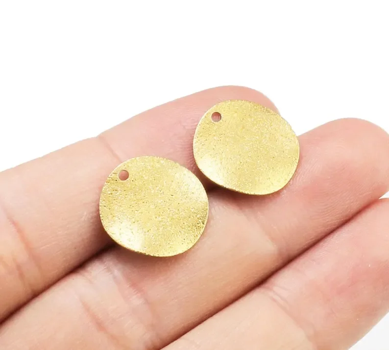 

50pcs Wavy Round Earring Charm, Brass Bling Charm, 10mm 12mm 15mm, Earring Findings, DIY Ornament, Jewelry Making - R508