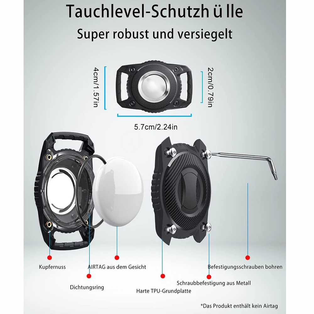 حامل Airtag مقاوم للماء من GITFOS لهاتف Apple Airtag، حافظة مفاتيح صلبة من مادة البولي يوريثان الحراري مع حلقة مفاتيح للأمتعة والكلاب والقطط