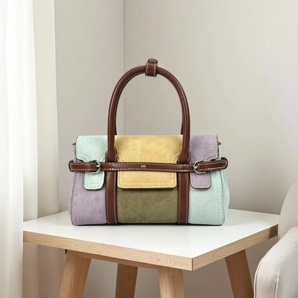 New small square bag, color blocked bag, dreamy girl handbag, niche fashion small square bag, crossbody shoulder bag