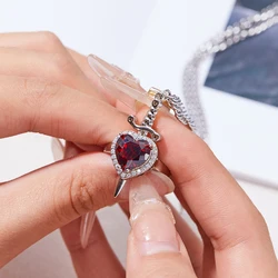 Stainless Steel Y2K Heart Shaped Open Ring Sword Bracelet Couple Jewellery Set for Men and Women Fashion Romantic Jewelry