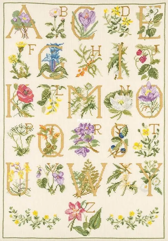 

permin 70-9000 floret alphabet 47-64 Embroidery,DIY 14CT Unprinted Arts Cross stitch kits Set Cross-Stitching Home Decor