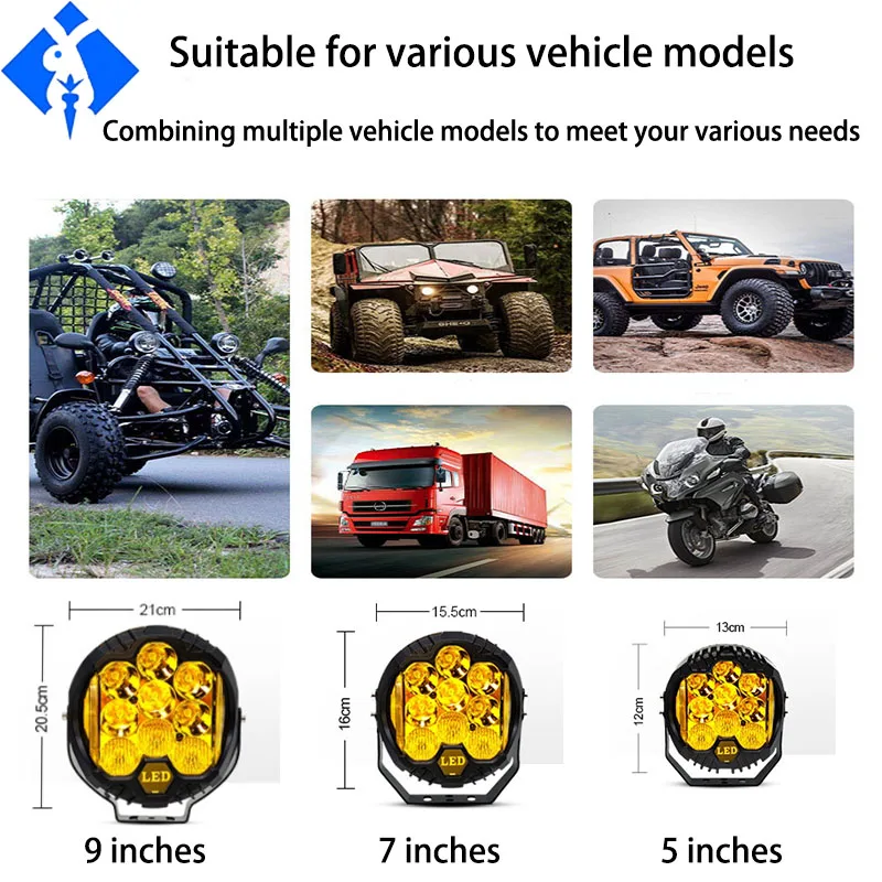 5/7/9 v LED práce lehký LED mlha jízda comba světel pult pro džíp wrangler ATV UTV SUV offroad 4x4 podávacího Ford kamion jantar bílá