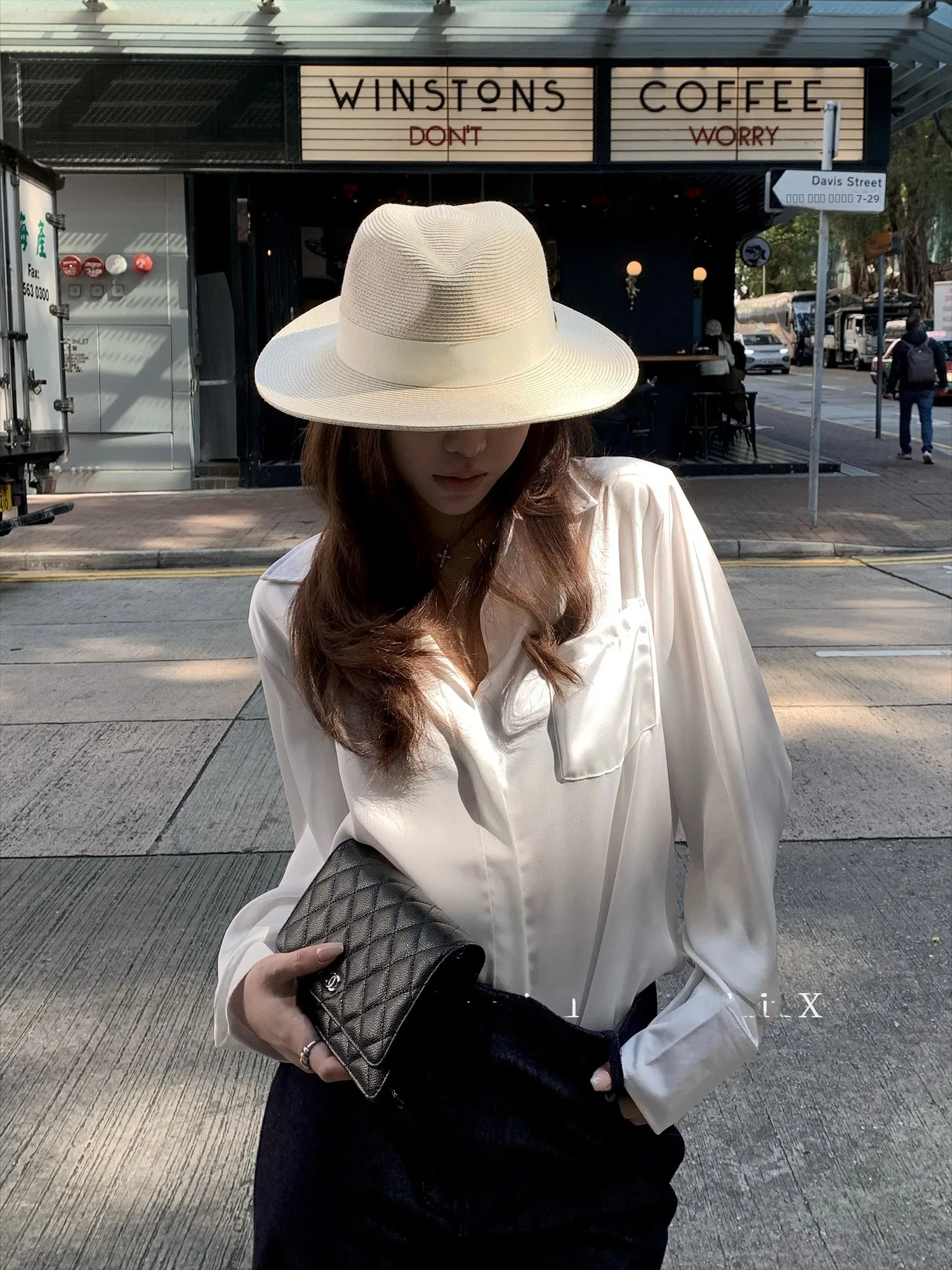 

Falin X Silk Long Sve White irt Women's Spring Open Cardigan Casual Sle Stand Collar Hong Kong Sle Top