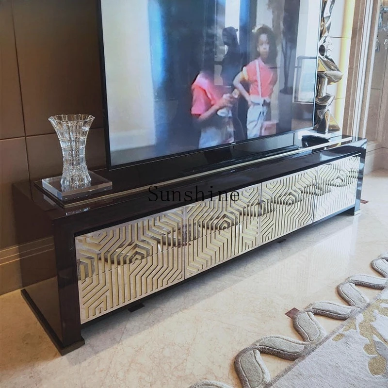 

European neoclassical postmodern TV cabinet size apartment solid wood hall cabinet