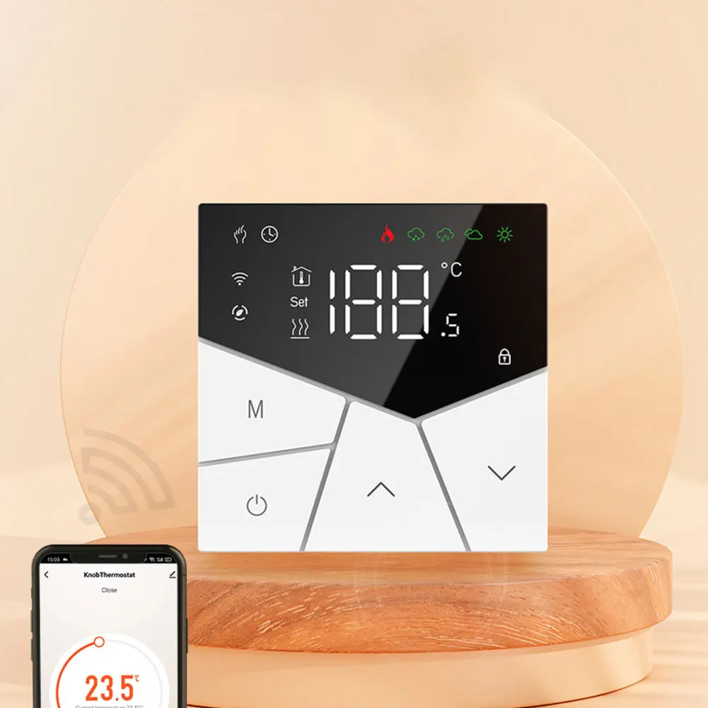 

Programmable Digital Thermostat with WiFi and Touch Buttons Featuring Real Time Data Storage for Heating Systems