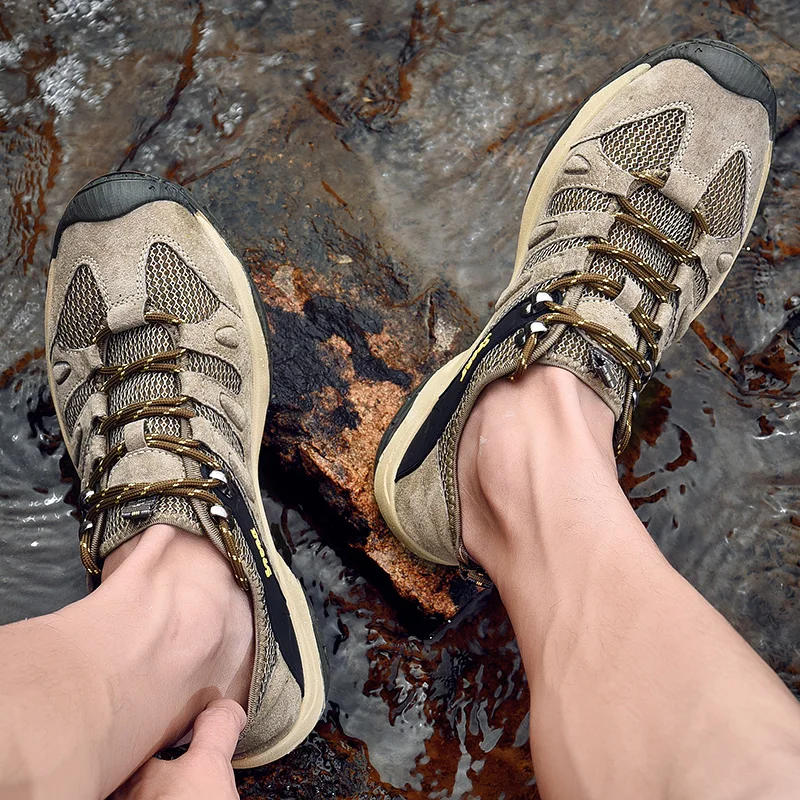 Scarpe da alpinismo da uomo HIKEUP scarpe da esterno in vera pelle scarpe da ginnastica da caccia sportive Casual comode e traspiranti