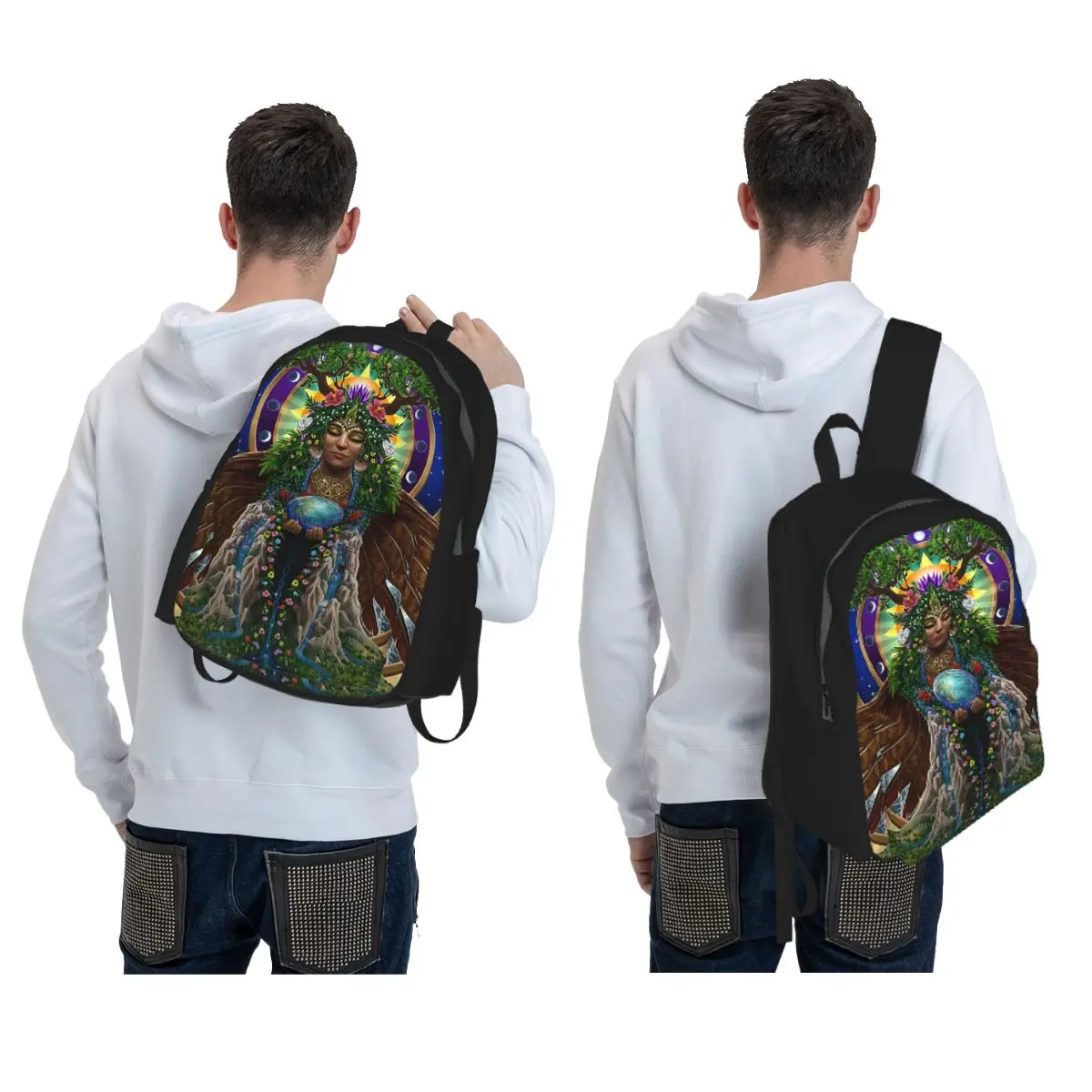 Gaia Sacred System Backpack Daypack Large Capacity Kids BookBag School Bag Shoulder Bags for Men Women