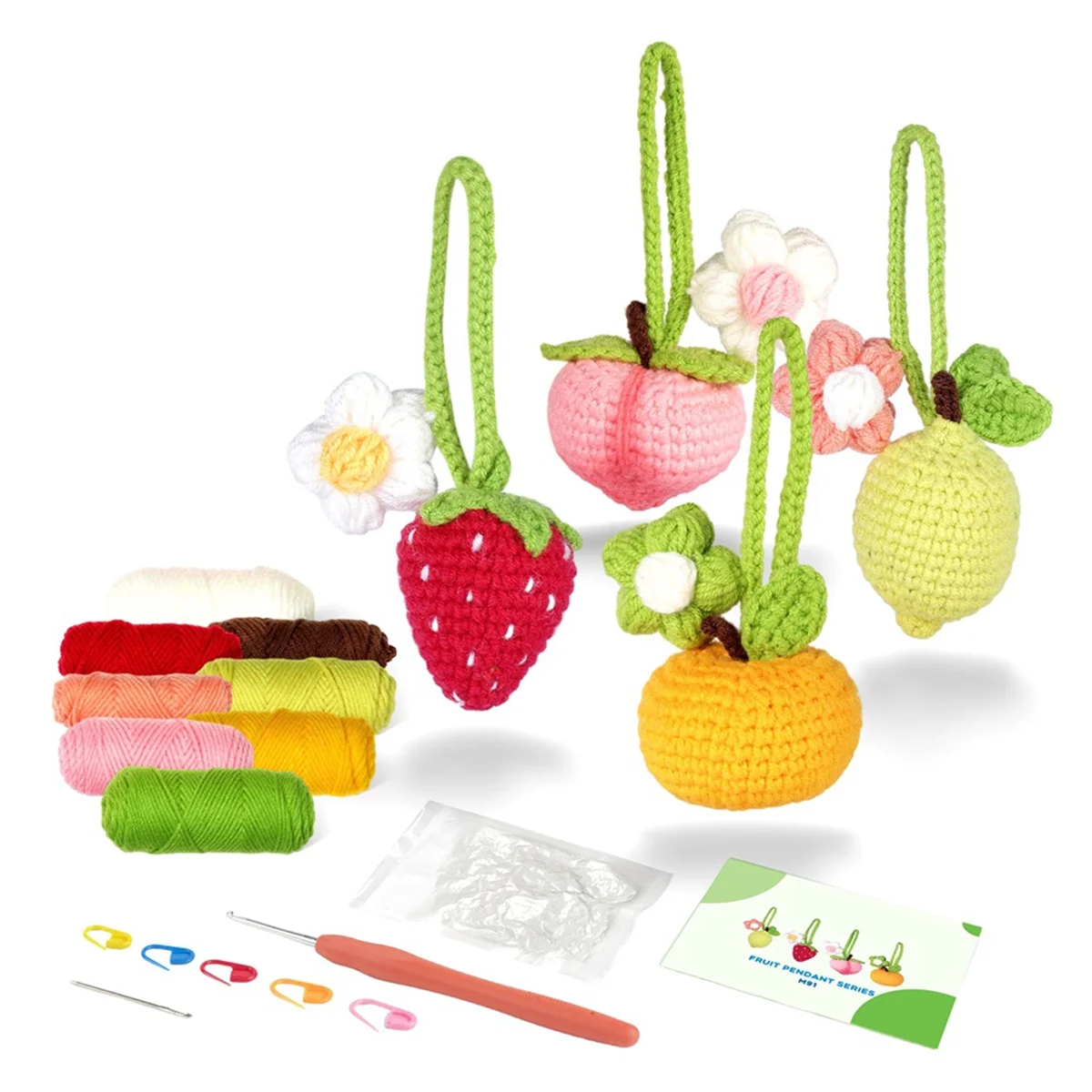 Crochet Kit for Beginners,Beginner Crochet Fruits Kit for Adults,With Step-By-Step Video Tutorials & Stitches Yarn