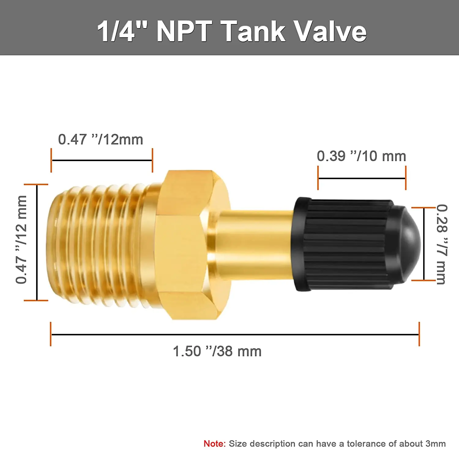 ATsafepro 부식 방지 황동 슈레이더 밸브, NPT 탱크 밸브, 공기 압축기 탱크 1/4 사용, 1/4 인치 수 NPT, 1/8 인치, 4 개