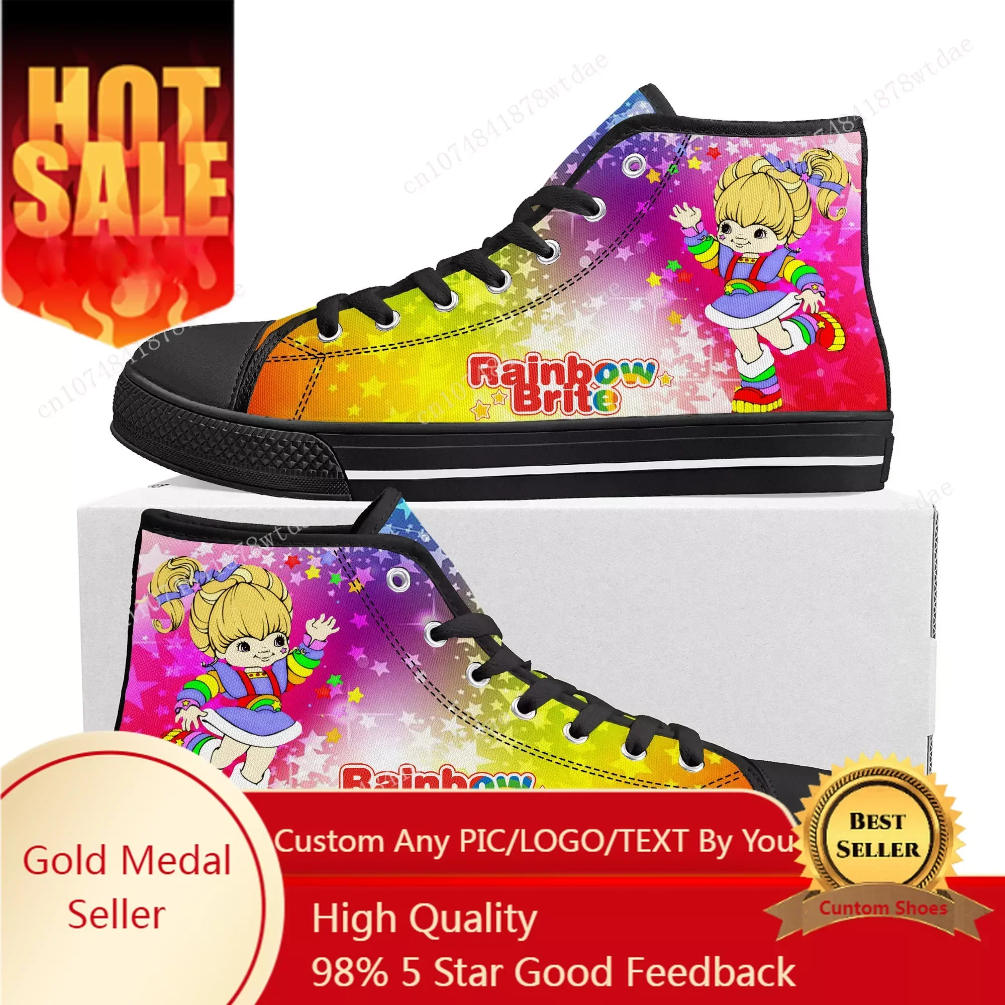 

Brite High Top Sneakers Mens Womens Teenager Rainbow High Quality Canvas Sneaker Cute Anime Cartoon Casual Custom Made Shoes