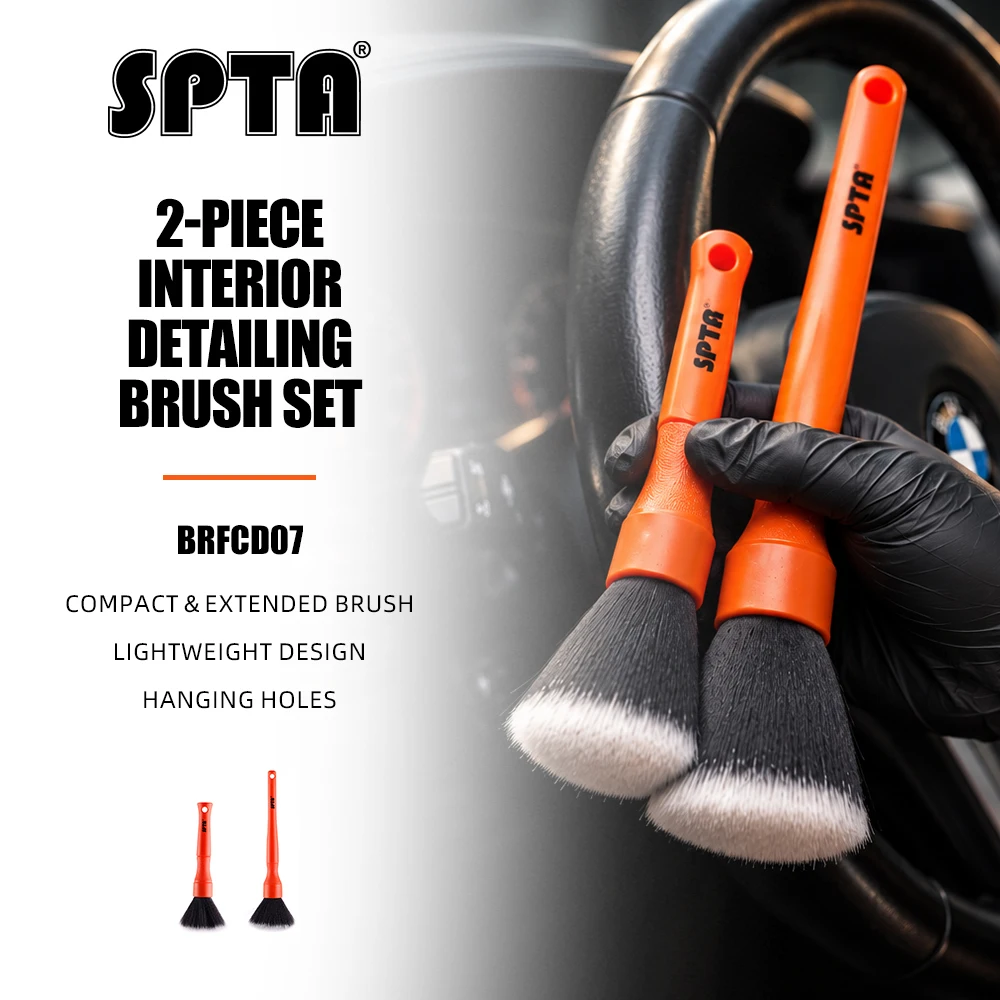 SPTA Ultra-Soft Detailing Brush Set Comfortable Grip and Scratch-Free Cleaning for Exterior, Interior Panels, Emblems, Badges
