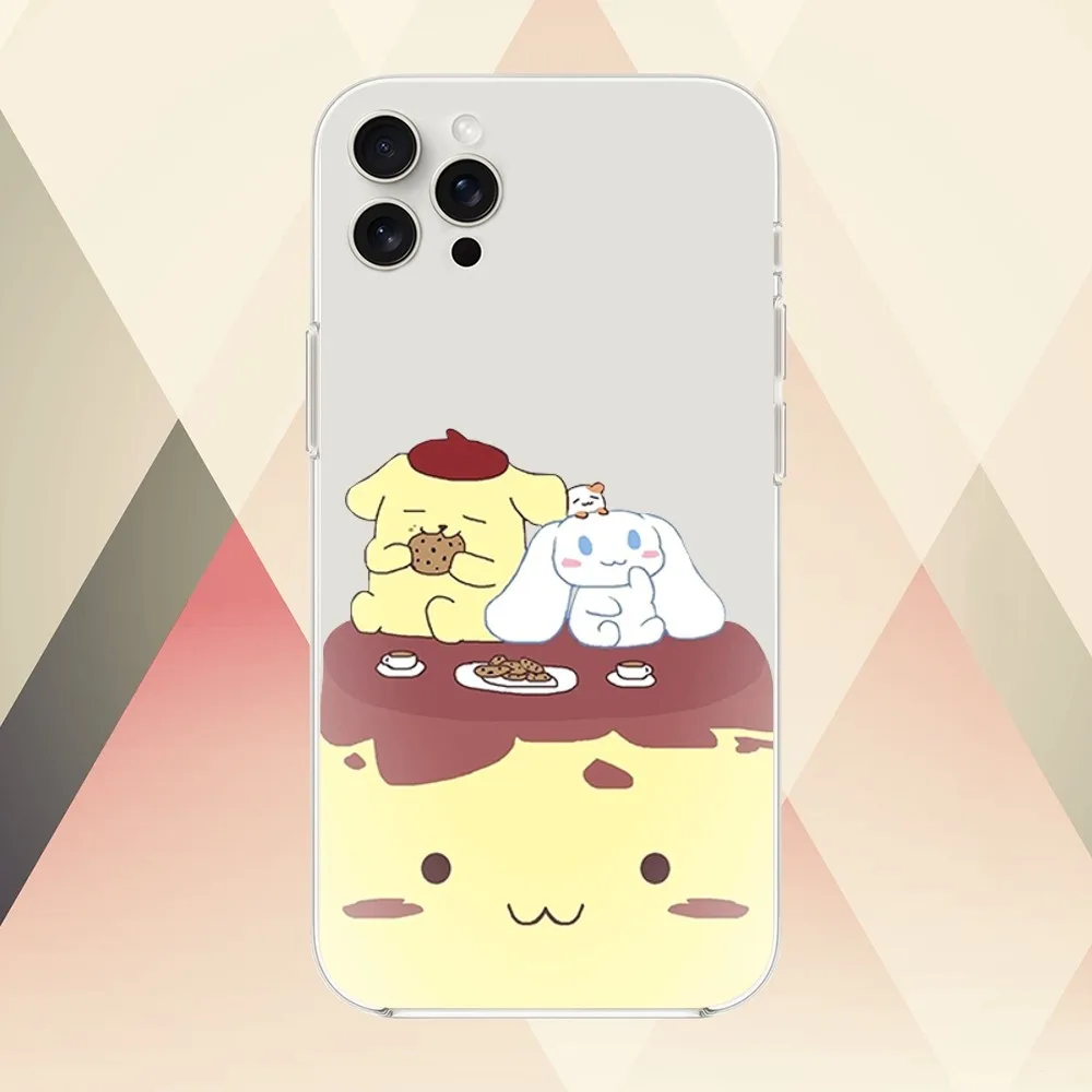 MINISO การ์ตูน PomPomPuRin สําหรับ iPhone Mini 11 12 13 14 Pro 15 Pro XS Max X Plus SE xr โปร่งใส