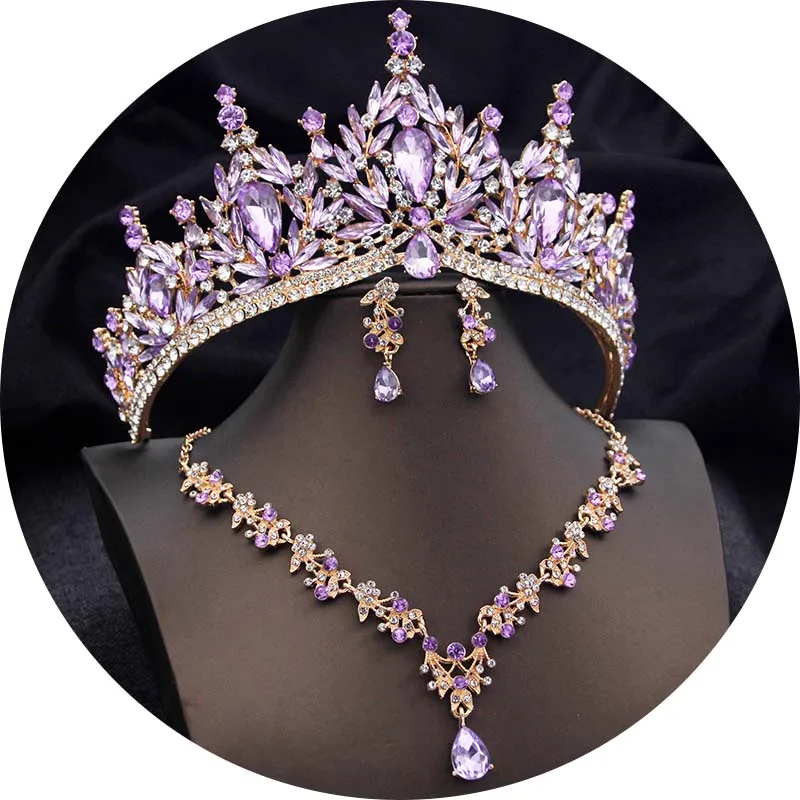 Luxury Tiaras and Crowns Bridal Jewelry Sets for Women Prom Wedding Crown With Choker necklace earrings Costume Accessories