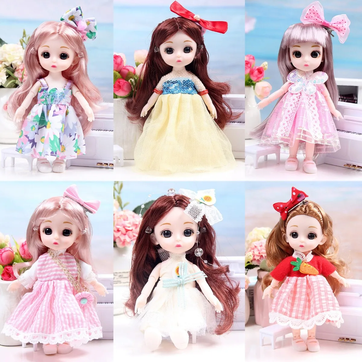 17cm 1/8 Doll With Clothes Shoes Simulation Doll Princess Clothes Suit Accessories Movable 13 Joints Doll Toy For Children Girls