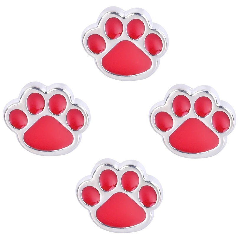 20Pcs Enamel  Dog Paw Print Charms Cat Footprint кулон For Jewelry Making Diy Glass Memory Locket Earrings Necklaces Findings