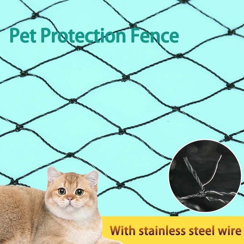 A black cat net with steel wire, suitable for cat awareness installed on the balcony to prevent cats from running out of the