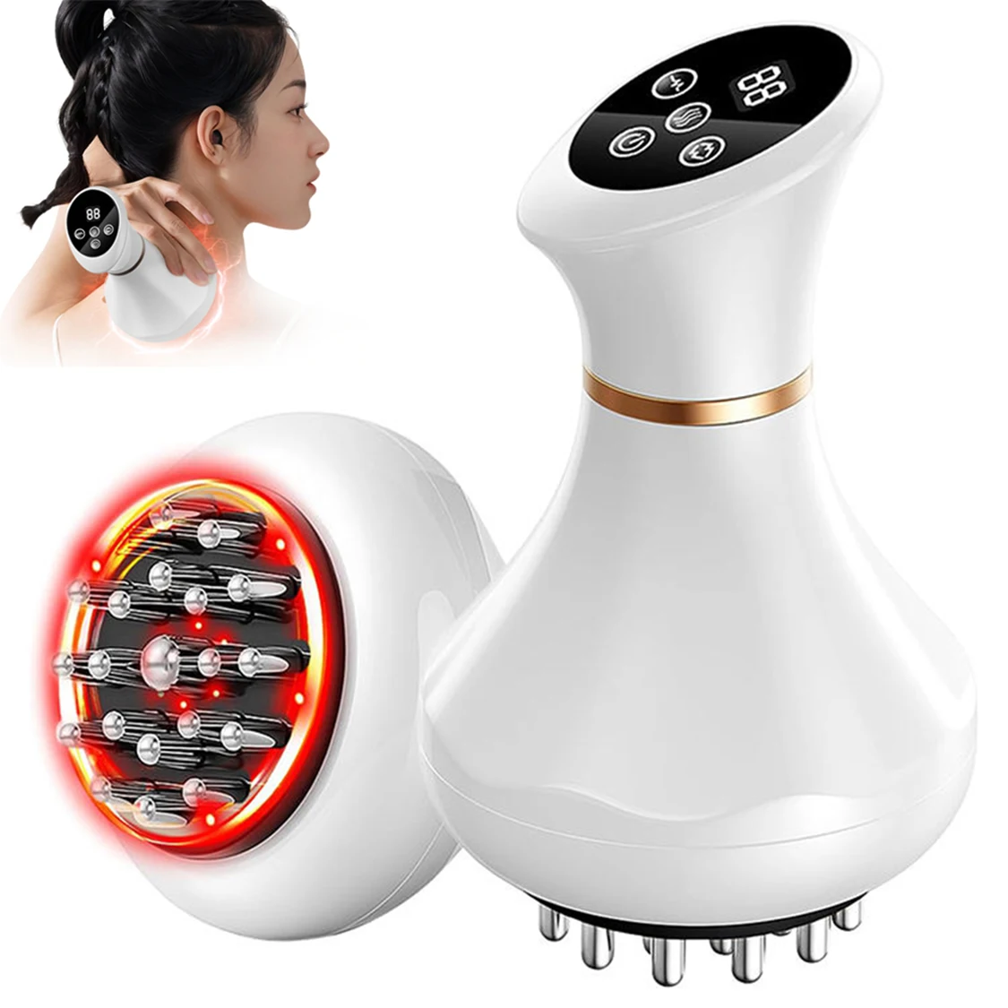 

Shaping Massage Brush Meridian Comb With Infrared Heating Lymphatic Drainage Massager Anti Fat Quality Relief Back Pain