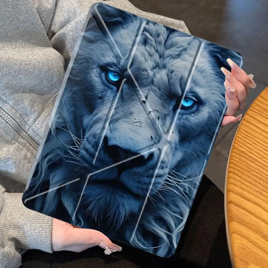 Holder Cover Tablet Case For iPad Mini 6 7 Pro 11th 10th 9th 8th 7th 12.9inch Pro 2025 Air 4 5 M3 M2 M4 11inch Cool Lion