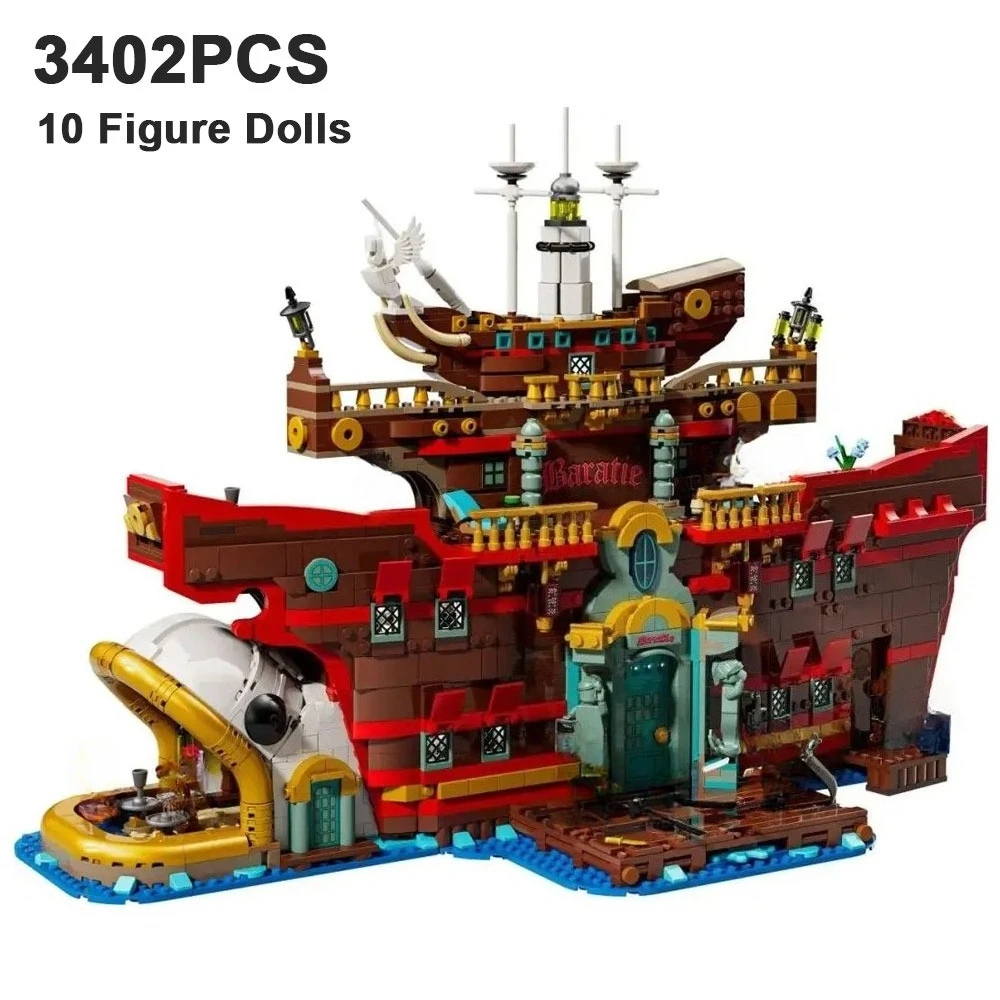 

3402PCS Anime The Baratie Floating Restaurant Building Blocks With 10 Figures Assemble Bricks Toy Gift For Children Adult