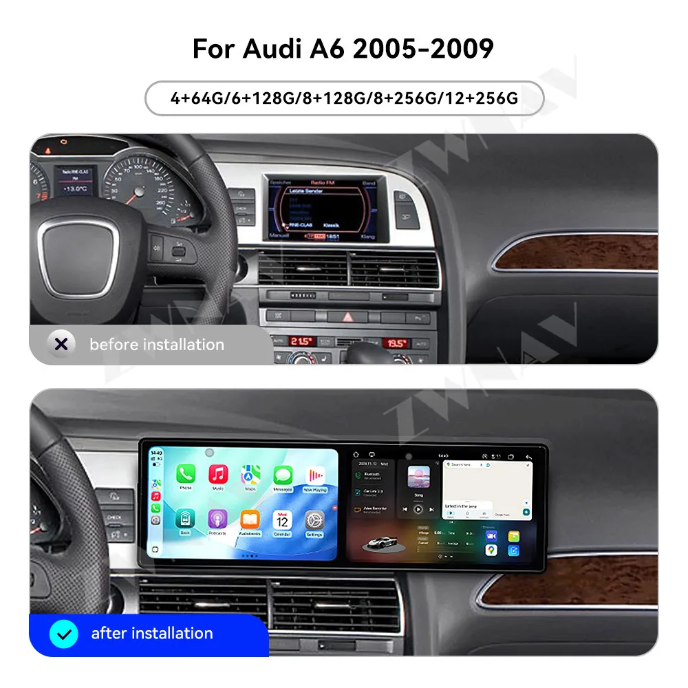 

Автомобильный радиоприемник с двойным экраном 9,1 дюйма, беспроводной Carplay для Audi A6 A7 2005-2009 GPS Navi Andriod, автомультимедийный плеер, головное устройство 4G WIFI