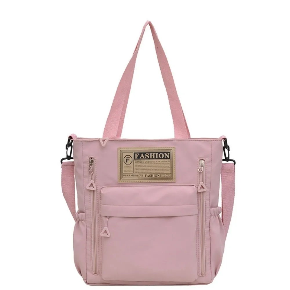 Solid Color Women's Shoulder Bag Large Capacity Lightweight Single-shoulder Bag Portable Simple Student Tote Bag Student Class