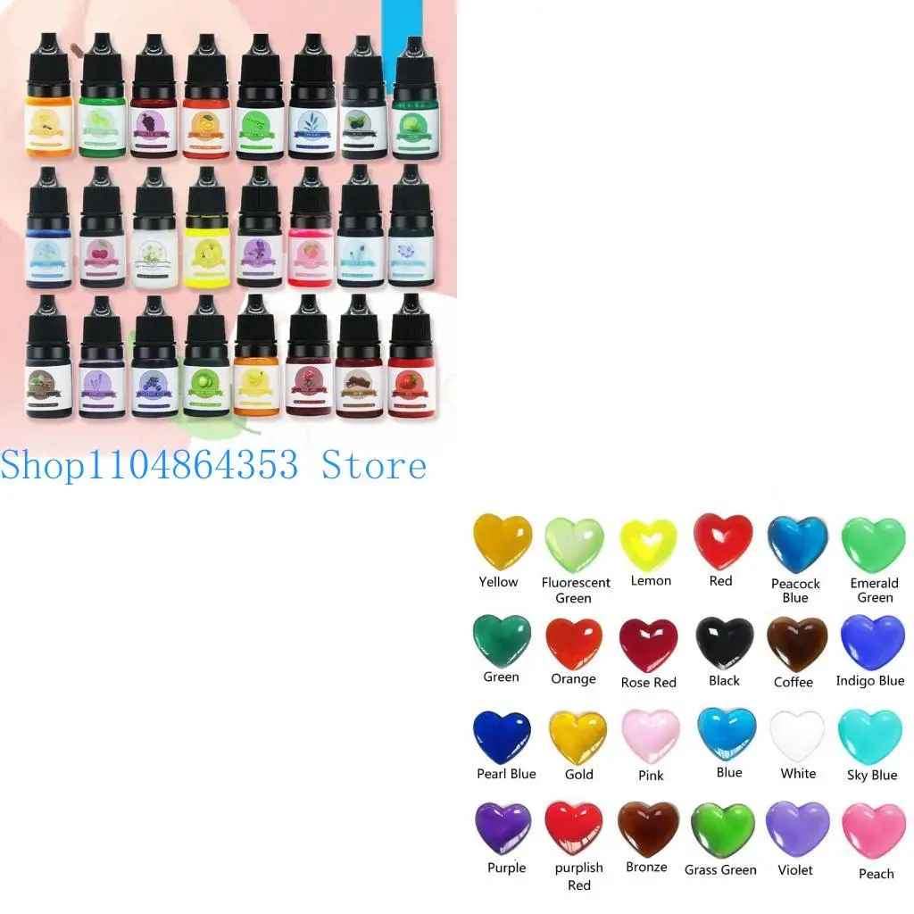 

652F Liquid Epoxy Resin Dye Resin Jewelry Craft Projects 24 Colors Dye Colorant Set Jewelry Making Skin Safe Pigments