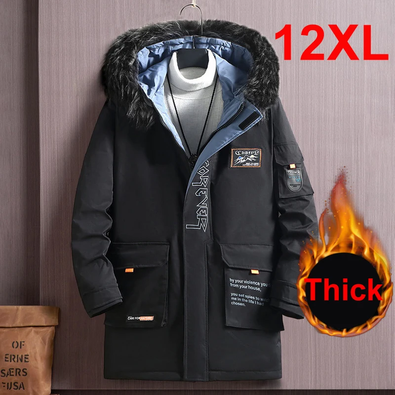 Men\'s Parka Winter Jacket Men Plus Size 12XL 11XL 10XL Fashion Thickened Jacket Coat Outerwear Male Big Size Coats Bandana Print