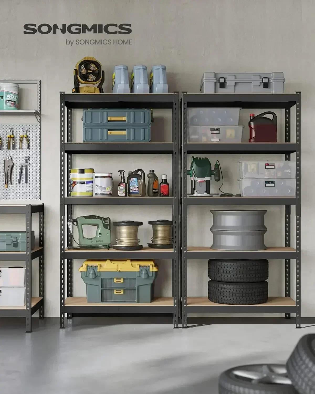 

[XMSJ-Limited Stock, Buy Now!]5-Tier Storage Shelves, Set of 2 Garage Storage, Boltless Assembly, 17.7 x 35.4 x 70.9 Inches, Lo