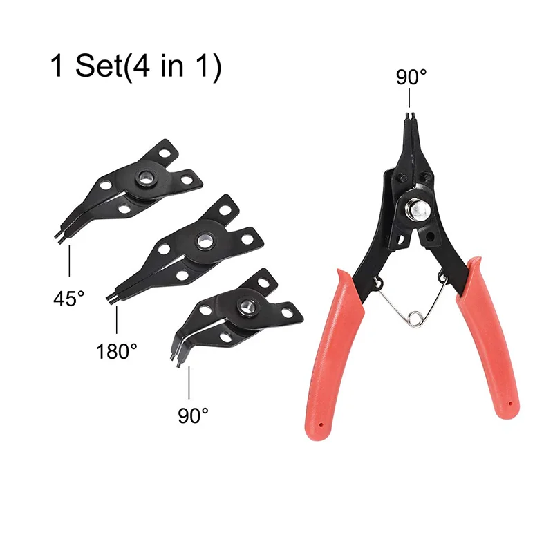 Snap Ring Pliers Set 6-inch 4-in-1 Multi Angle Snap Ring Pliers Set Inner And Outer Snap Ring Pliers