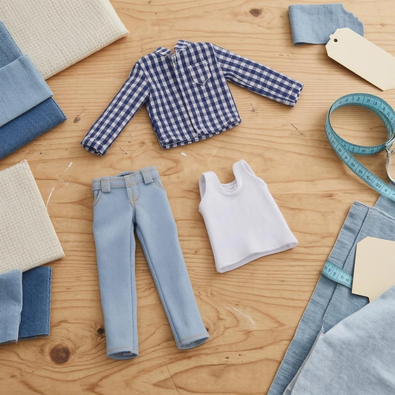 1/12 Scale Male Clothes Set Button-Front 1/12 Scale Doll Outfit Male Doll Shirt Set Collarless Miniature Apparel Five-Pocket