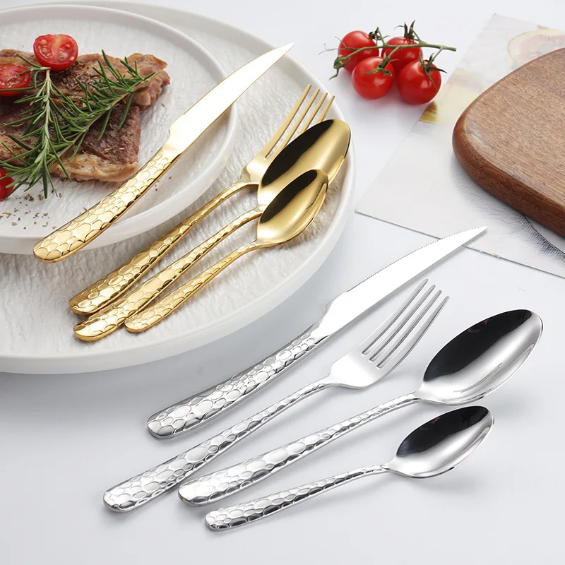 New Europe Silver Gold Fashion Cutlery Set Stainless Steel Creativity Gift Honeycomb Flatware 410 Drop Shipping