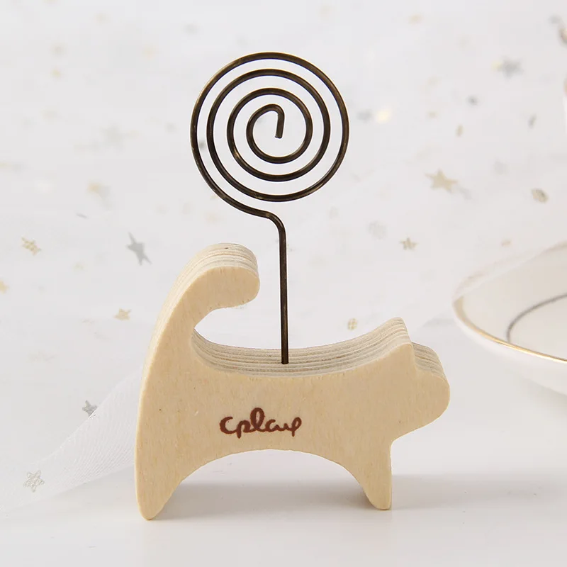 1pc Creative Wood Cartoon Animal Wood Horse Desk Note Folder Message Photo Paper Card Clip Stander Holder Home Decorations