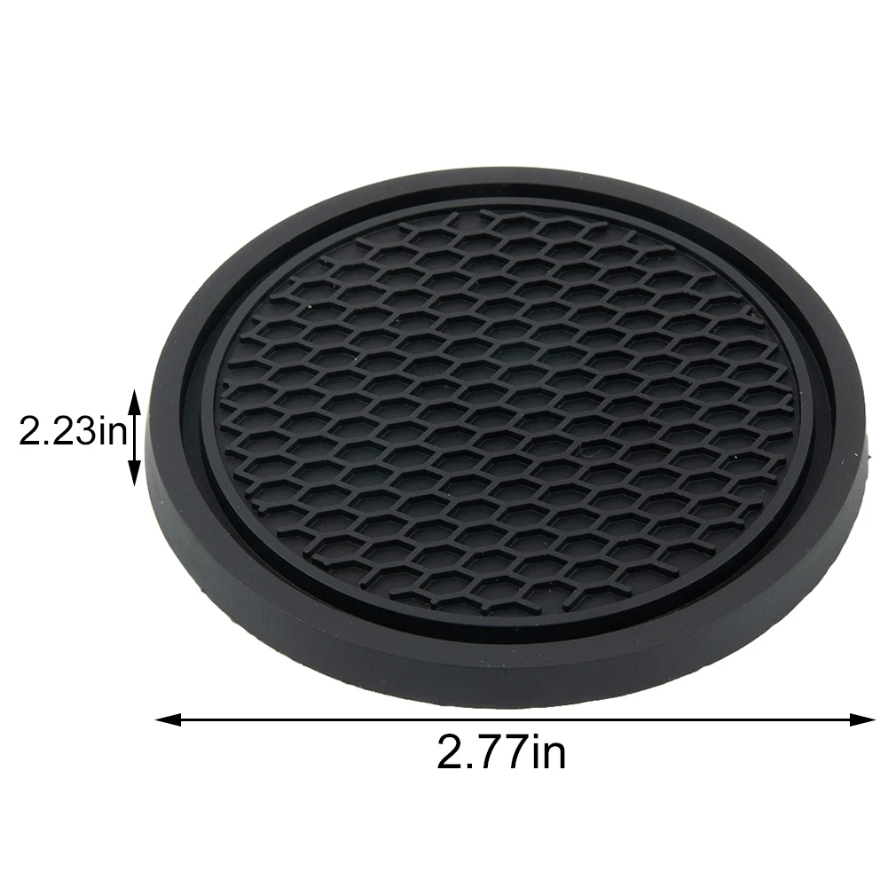 Anti-Slip Silicone Car Cup Holder, Insert Coasters, Acessórios do carro, Home Auto Peças, Preto, 7cm x 5cm, 4Pcs