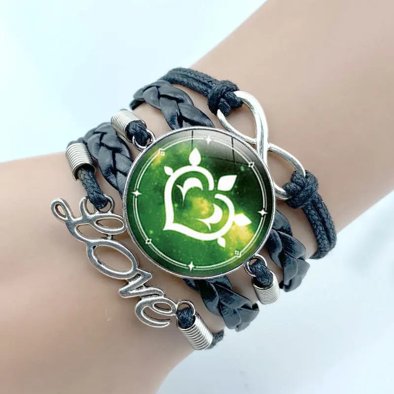 Genshin Impact Cosplay Bracelet Anime 7 Elements Hand Knitting Bracelets Lover Xmas Gifts