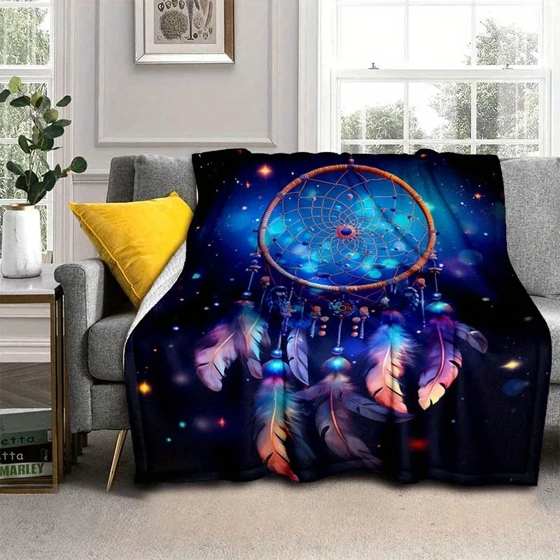 Blue Dream Catcher Fleece Blanket Lightweight Flannel Throw for Sofa Bed Travel Camping Living Room Home Decor