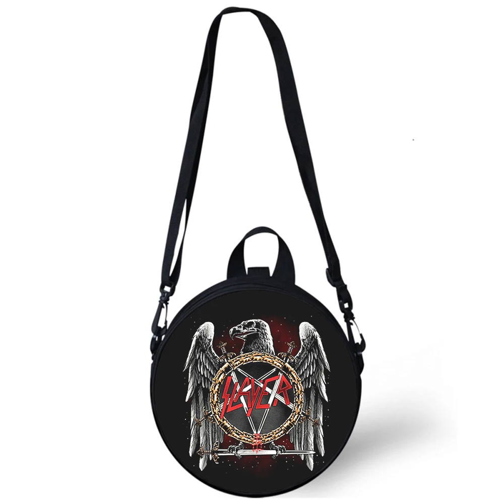 Slayer Thrash Metal bolso de jardín de infantes para niños, bolsos de hombro tipo bandolera con estampado 3D para la escuela, Mini mochilas redondas, bolso Rugtas